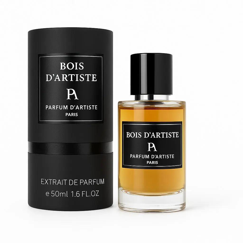 Pyramide olfactive Bois d'Artiste – bois fumé feuille sèche labdanum résine ambre patchouli cuir