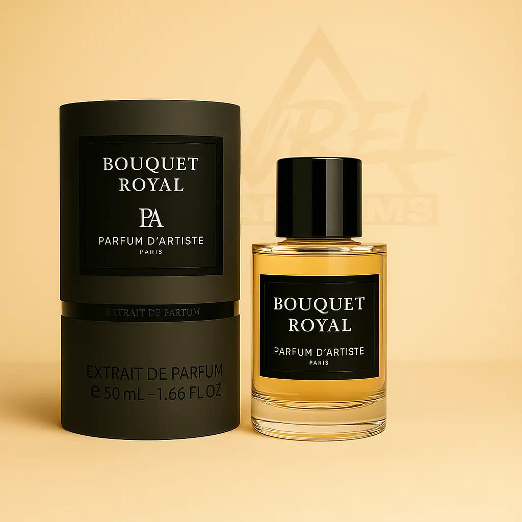 Détail du flacon Bouquet Royal – Parfum élégant longue tenue unisexe