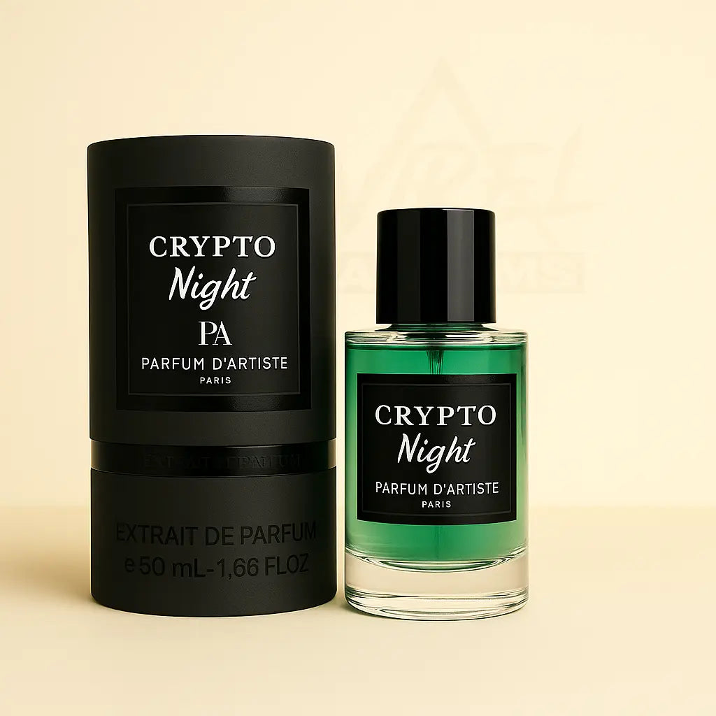 Détail du flacon Crypto Night – Parfum intense, musqué et longue tenue