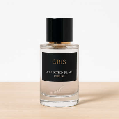 Détail du flacon Gris – Parfum moderne, élégant et longue tenue