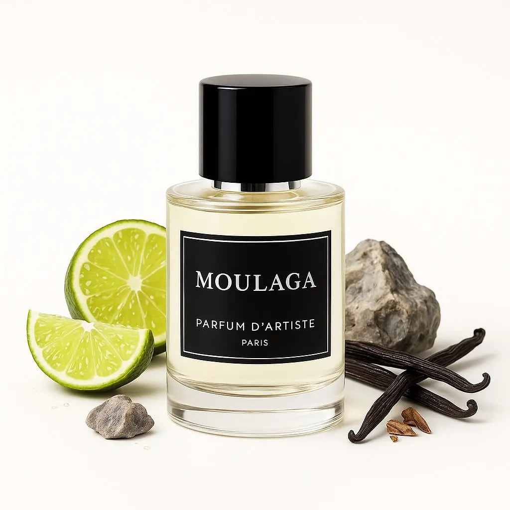 Parfum Moulaga – Fragrance musquée et boisée aux notes de citron vert et ambre gris