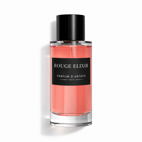 Parfum rouge elixir eau de parfum mixte en flacon en verre, fragrance frais et épicé , inspiration de baccarat rouge