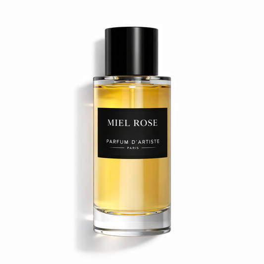 Parfum miel rose eau de parfum mixte en flacon en verre, fragrance sucrée et vanillée