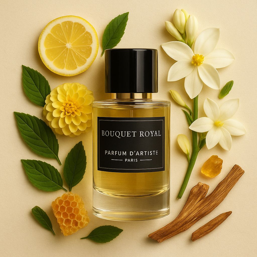 Parfum femme floral élégant et luxueux, longue tenue, création artisanale française .
