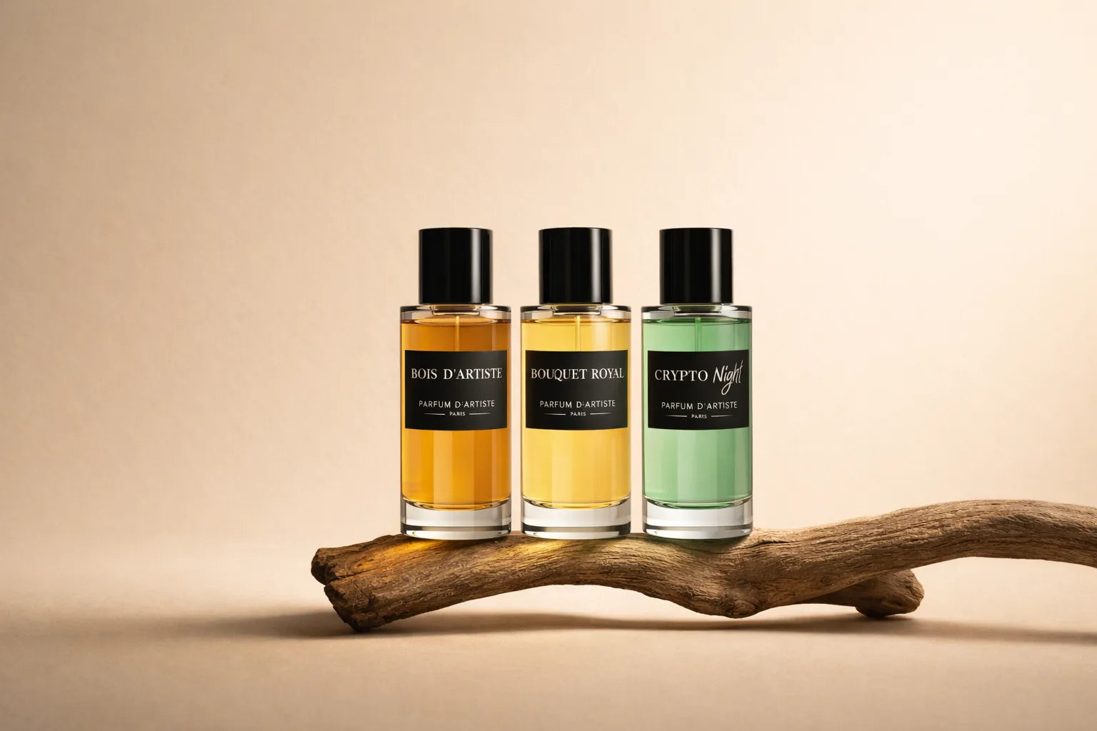 Parfums artisanaux Bois d'Artiste, Bouquet Royal et Crypto Night — Avrel Parfums Paris