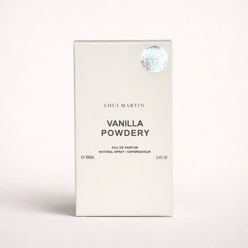 Eau de parfum Vanilla Powdery Loui Martin flacon et packaging